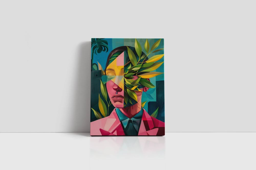 Obraz na płótnie "Kobieta roślin w abstrakcji" 45x60 cm
