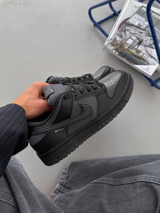 Кросівки Nike Dunk Low Gore-Tex Black (36–45) — шкіра, термо, захист від вологи | Найк Данки на осінь - зиму