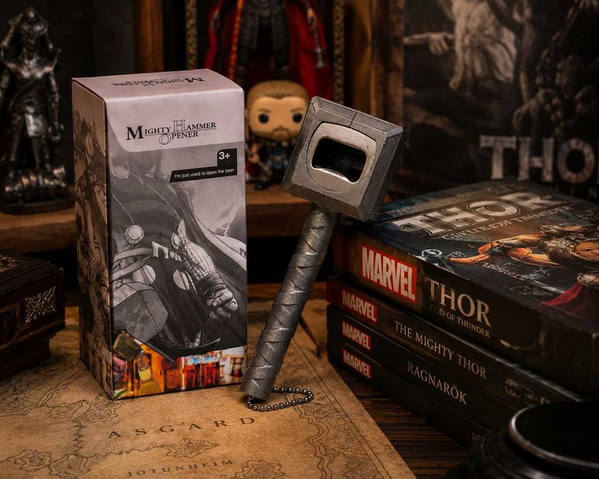 Martelo Thor Mjolnir Abre Garrafas Marvel com Caixa - NOVO