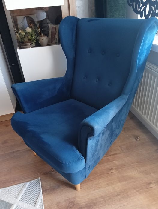 Fotel uszak  niebieski