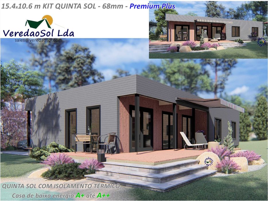 Casa madeira pre fabricada KIT QUINTA SOL T4 139m² - CE A+/A++