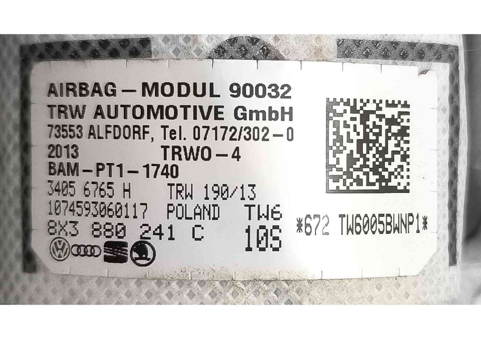 Airbag Banco Esquerdo 8X3880241C - AUDI A1 Sportback
