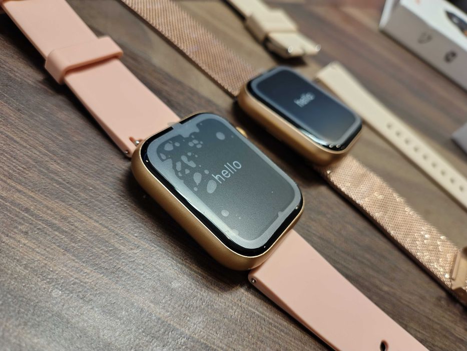 Lige Złoty gumowy beżowy pasek Bluetooth smartwatch zegarek