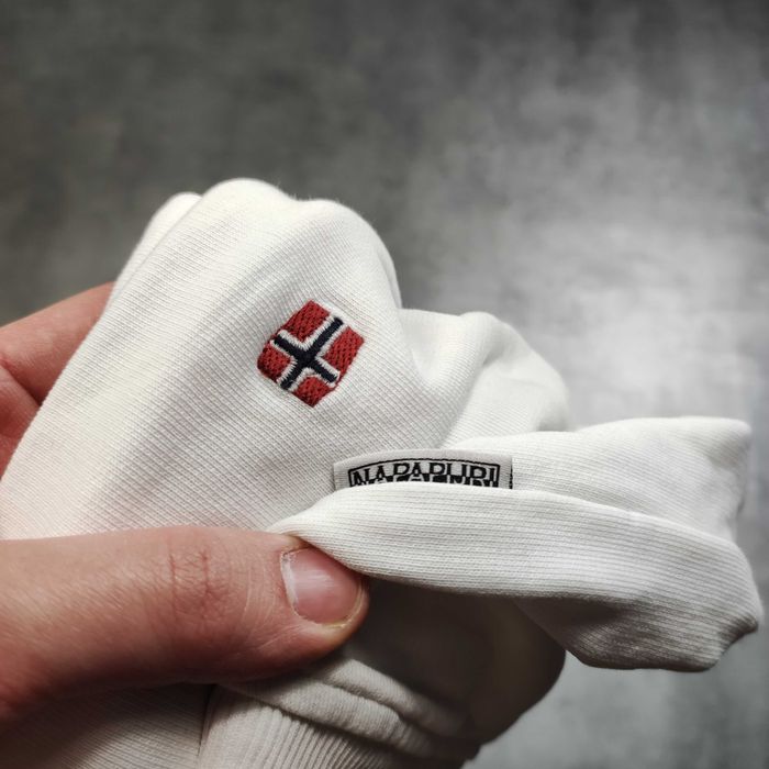 MĘSKA Bluza Biała bez Kaptura Bawełna Trekking Napapijri Haft Norway