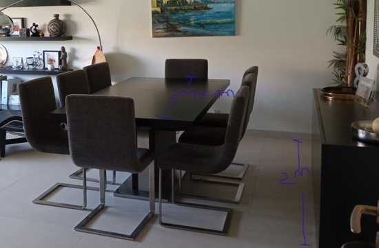 Dining Table, 8 Chairs, Sideboard64740282698115120