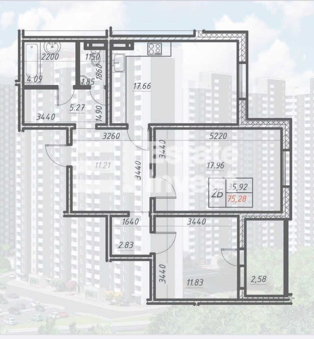 2-кімнатна квартира за адресою вул. Коноплянська (площа 75 м²) - Atlanta.ua - фото 12