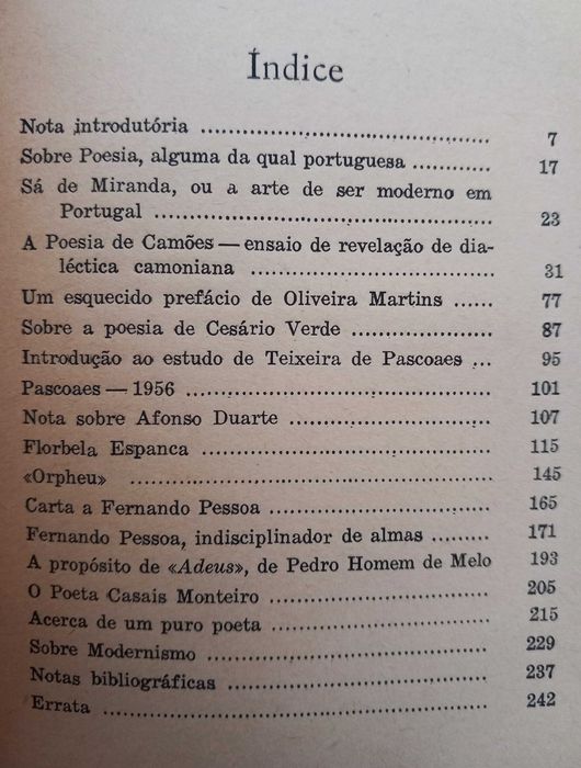 Da Poesia Portuguesa - Jorge de Sena - 1ªEdição