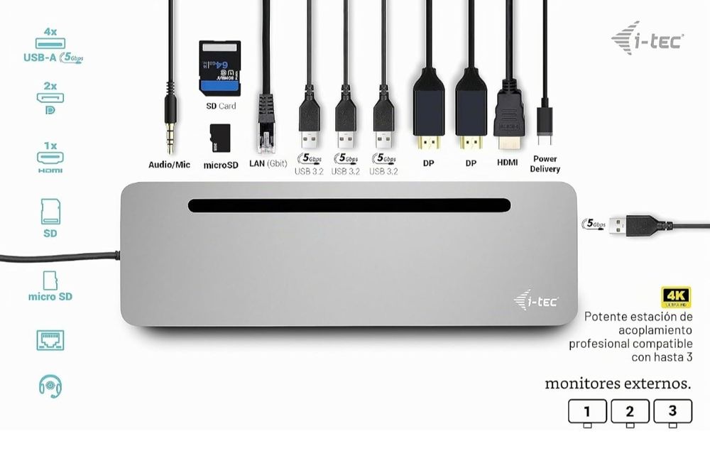 Docking Station i-tec USB-C 4K 3x Display + PD 100W (Como Novo)
