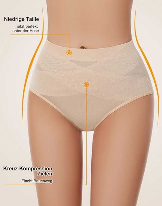 SIMIYA majtki modelujące XXL | wysoki stan | kontrola brzucha | beżowe