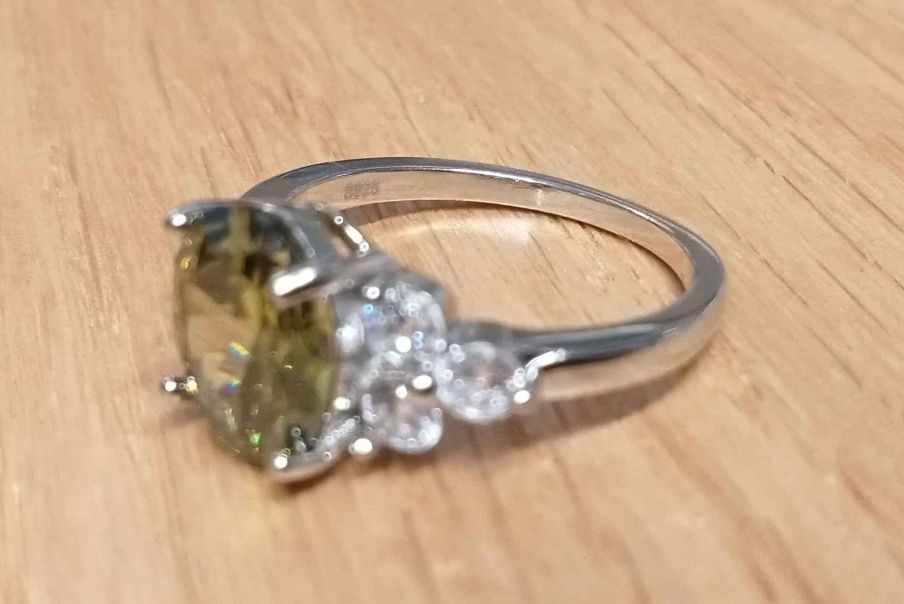 Anel de Prata 925 cristal amarelo torrado