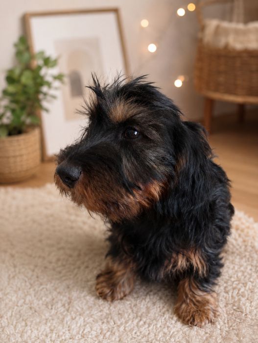 Цуценя довгошорстна такса