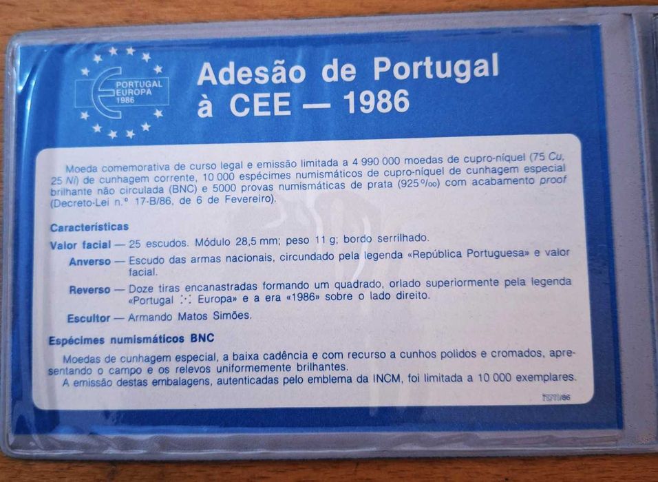 Moeda BNC da Adesão de Portugal à CEE - 1986