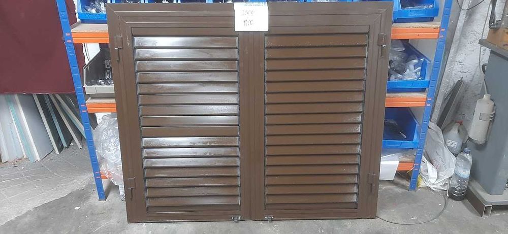 Portadas e janelas alumínio castanho, usado, barato