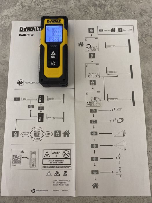 DeWALT лазерний метричний вимірювач відстані DWHT77100