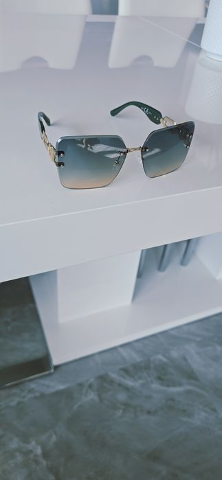 Okulary słoneczne kwadratowe zielone cieniowane