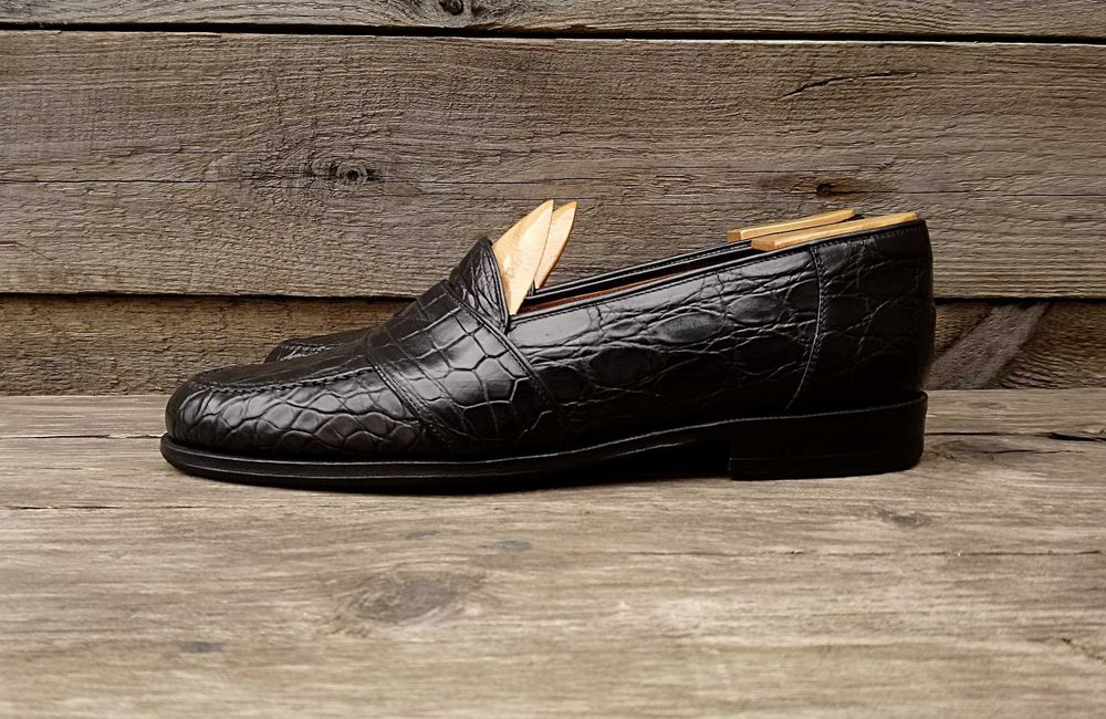 MAGNANNI р 40 Шкіра Крокодила Лофери Чорні Туфлі Чоловічі Мокасини