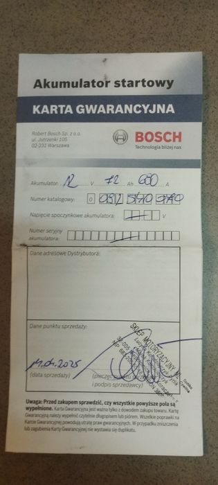 Akumulator Bosch
