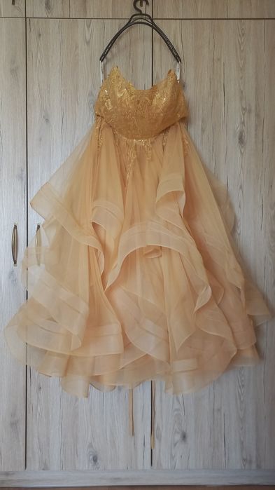 Sukienka balowa na studniówkę uroczystości suknia złota