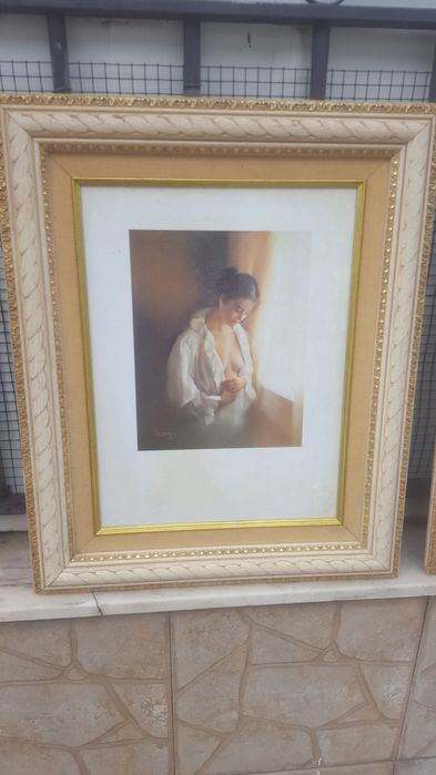 4 quadros  com bonita moldura  em madeira  para  decoração