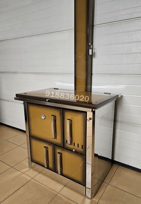 Fogão Lenha INOX Cor Castanho - NOVOS - Fabrico Nacional