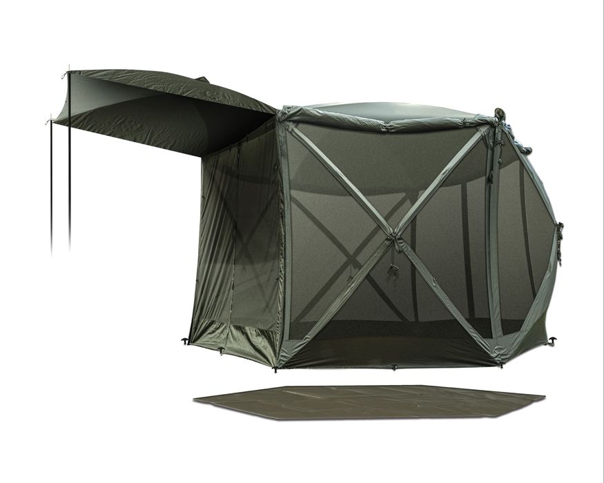 Nowy Solar SP 6-HUB Cube Shelter + nowa podłoga Solar Heavy Duty Groundsheet + podpórki Solar.