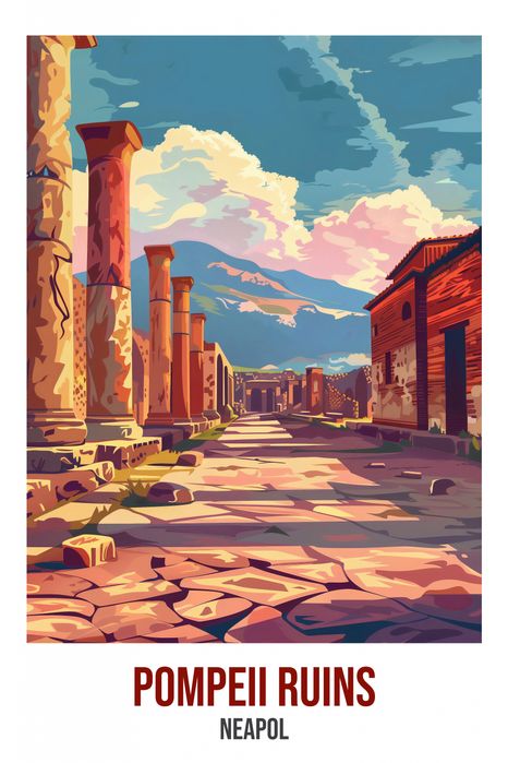Plakat 61x91,5cm Pompeii Ruins, Neapol