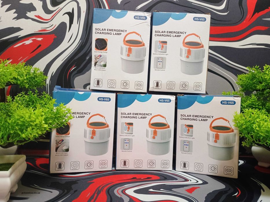 Лампа з акумулятором та сонячною панеллю, функція PowerBank + 42 діода