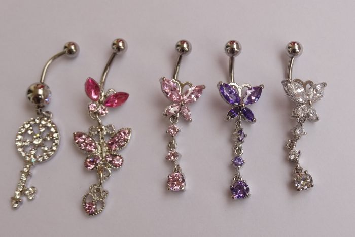 Kolczyki do pępka piercing z zawieszką stal chirurgiczna 316L