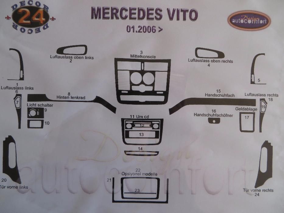 Декор накладки на панель Mercedes VITO 639 / 638/447 (вито 638/639/447
