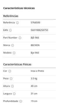 Robot. Cozinha Becken Bje-966(800 W - 1.1 L)