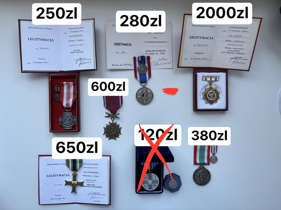 Odznaczenia, odznaki, legitymacja