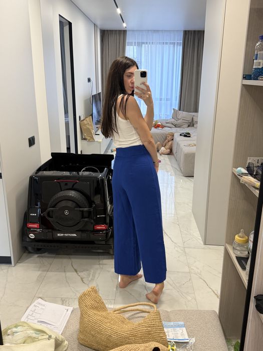 Яскраво сині  брюки кюлоти zara