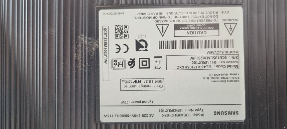 Vendo Peças para TV Samsung UE43RU7105K