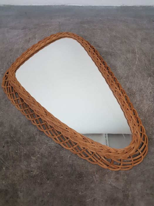Lustro Vintage lata 60/70 Rattan Plecione Rattanowe Boho