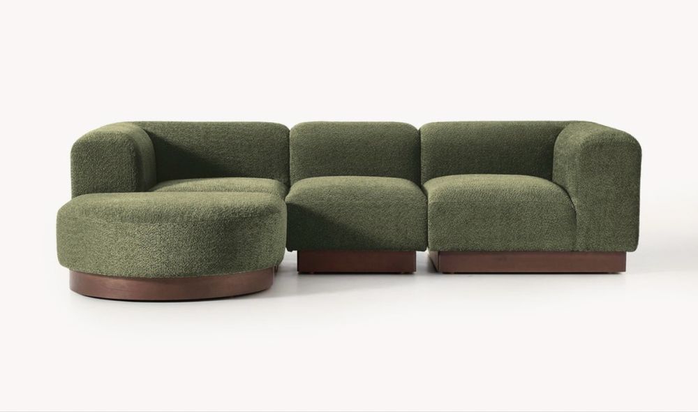 Sofa modułowa Teddy Boucle Natalie z pufem lewa/prawa Westwing