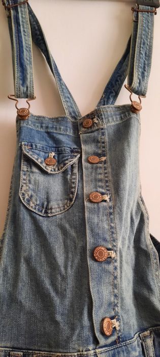 Ogrodniczki mini szorty jeansowe gołe plecy S 36