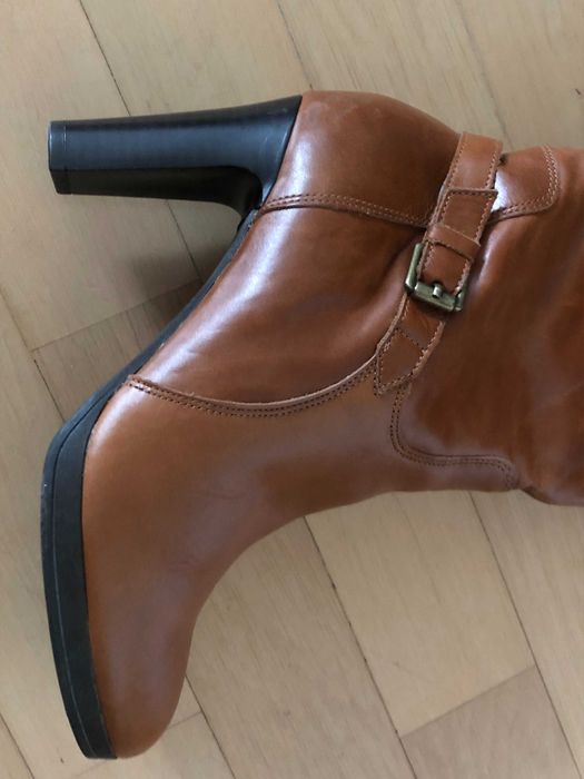 Kozaki Pier One, skóra, rude, 39