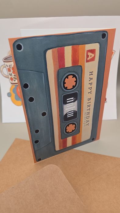 Retro kartka urodzinowa Kaseta Magnetofonowa