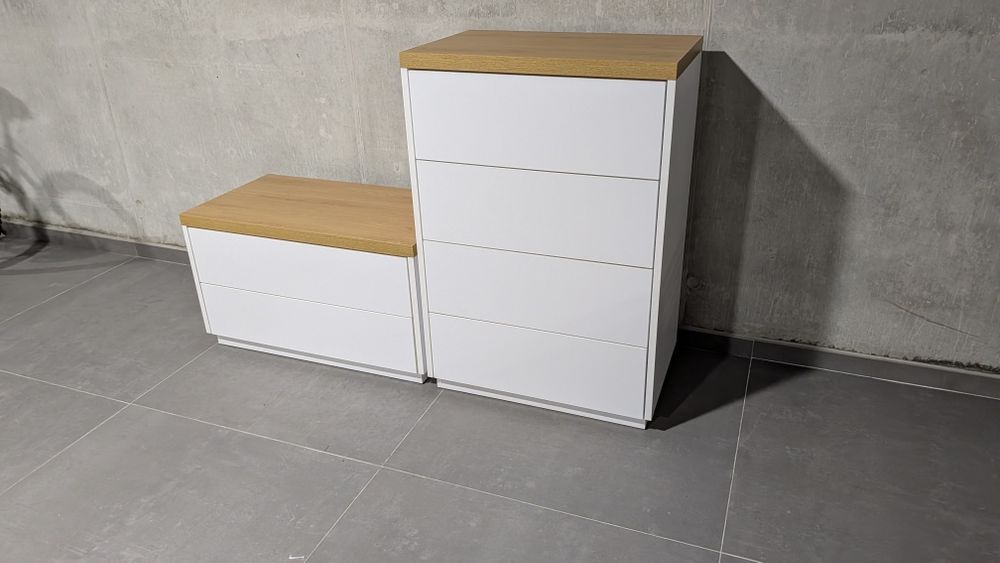 Conjunto de Cómodas Modernas Branco e Carvalho – Excelente Estado