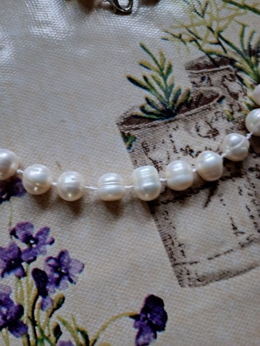 Намисто білі перли річкові