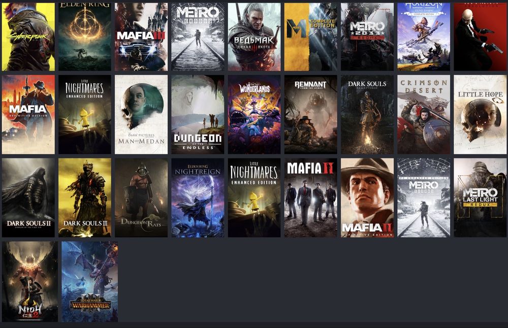 Аккаунт Steam PC оренда,25 ігор Cyberpunk 2077, The Witcher 3, Crimson Desert, Elden Ring+ NIGHTREIGN , Dark Souls 1-3 Metro 1-3  M	afia 1-3 та інші