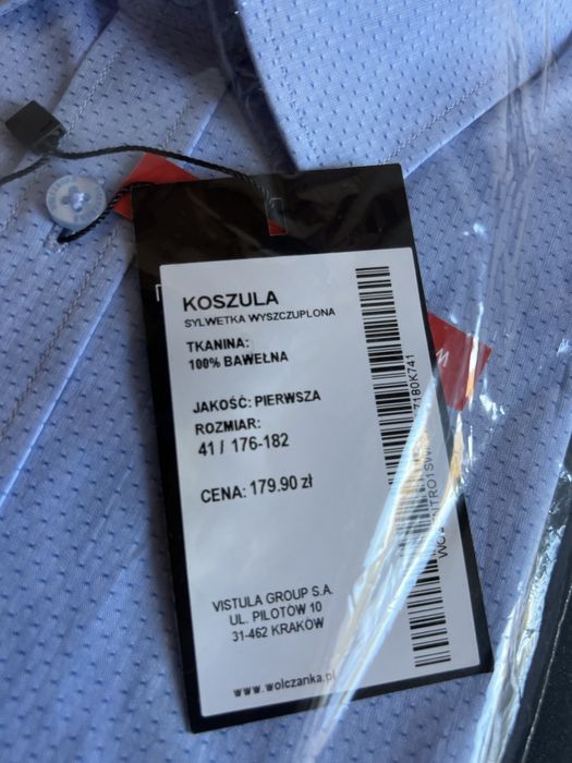 WÓLCZANKA koszula męska SLIM krótki rękaw 41 176–182 NOWA