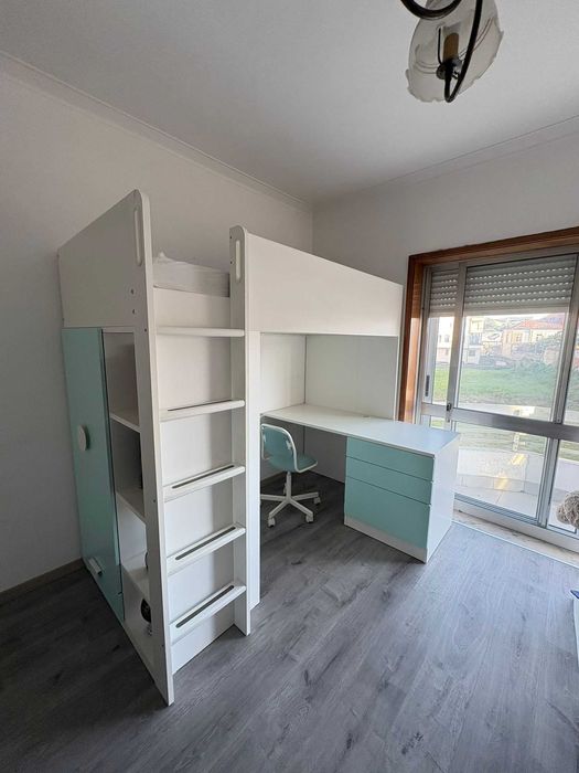 Cama alta com secretária 3 gavetas, Ikea SMASTAD