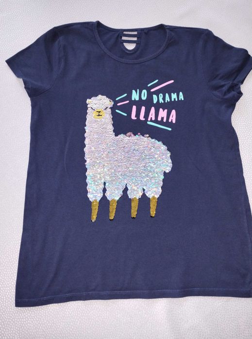 C&A T-shirt ze zmieniającą kolor cekinową lamą r. 170/176