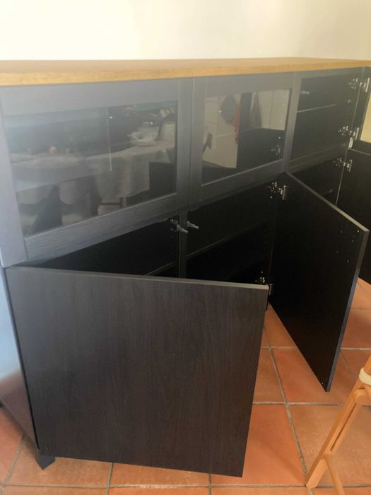 Móvel IKEA BESTÅ pret-cast Lappviken/Sindvik e vidro transparante