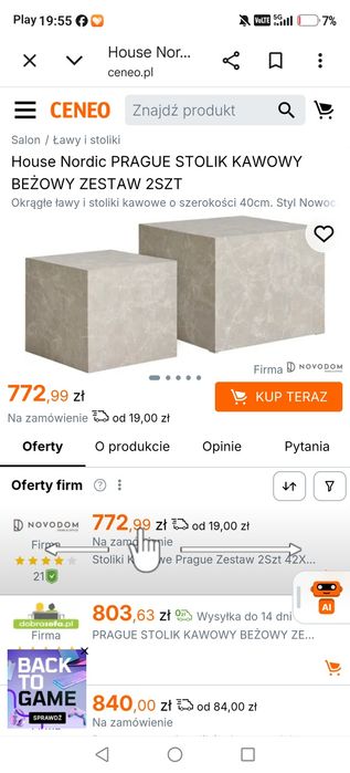 Nowy komplet stolików