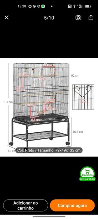 gaiola XXL com acecórios