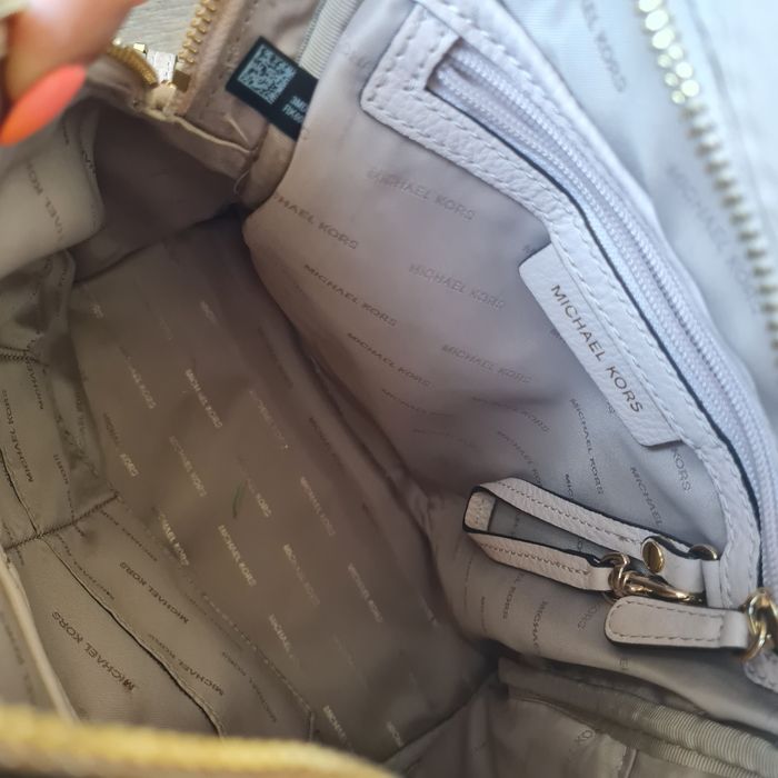 Michael Kors plecak plecaczek rhea beżowy logo duży mk monogram logowa