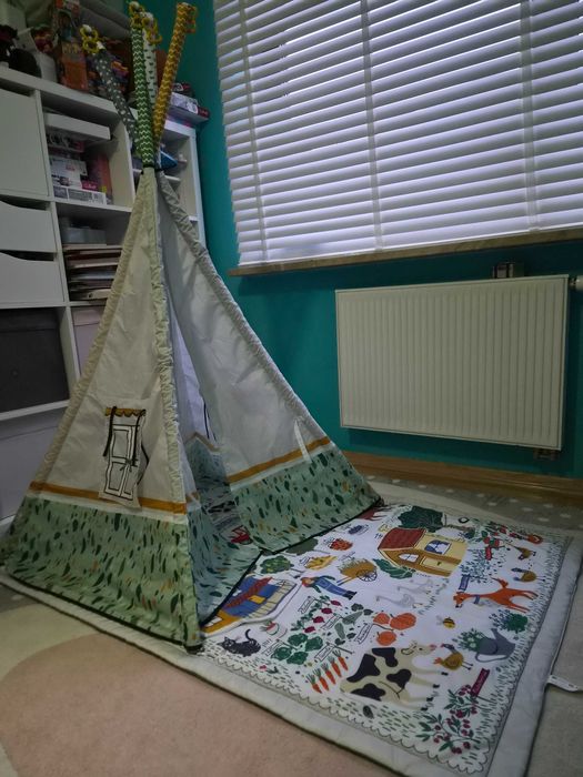 Kinderkraft 2w1 Mata edukacyjna i namiot Tipi