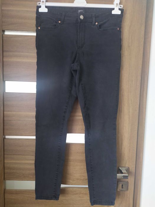 Spodnie jeansowe ONLY czarne złoty guzik push up denim L 40